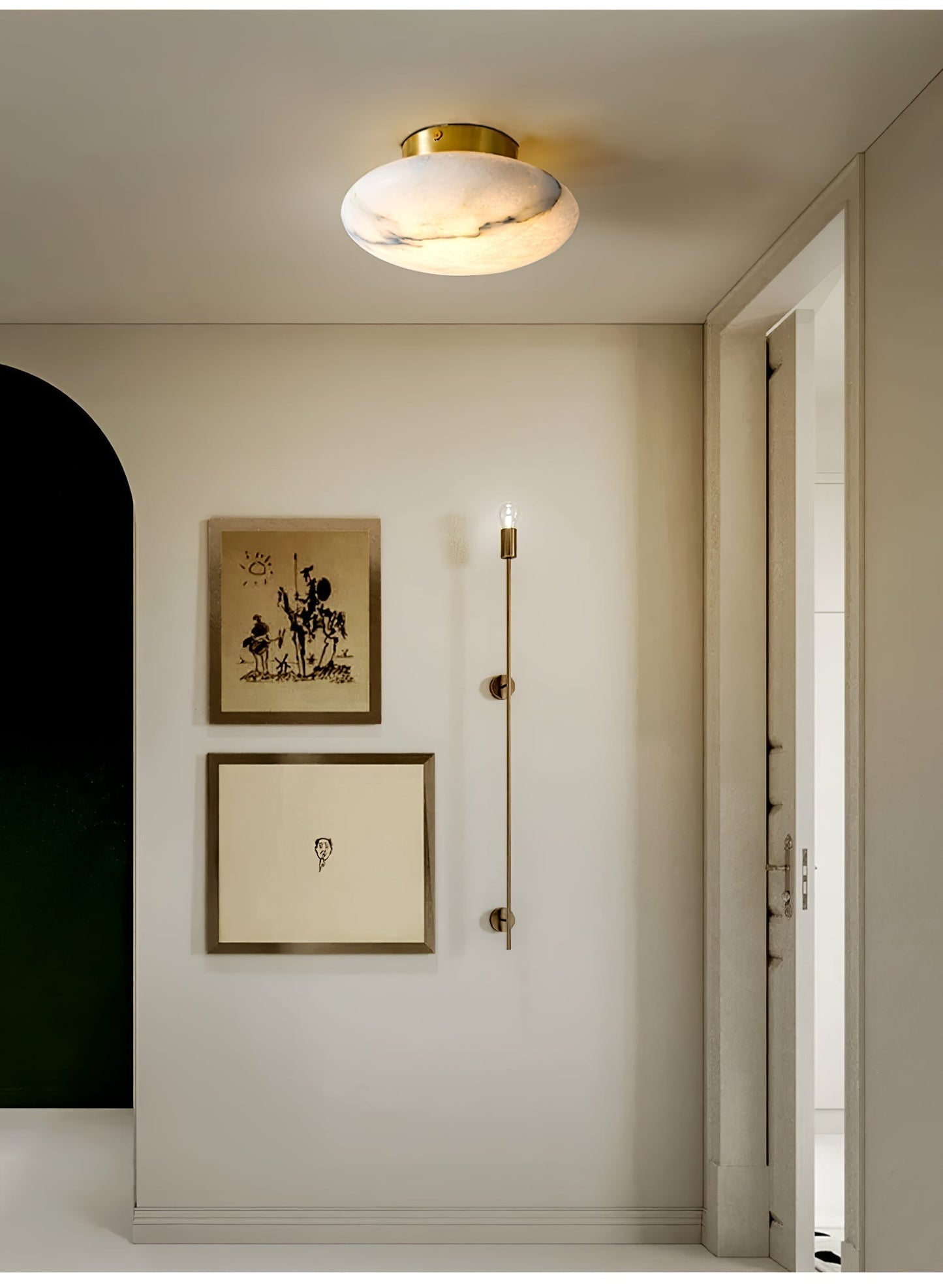 Lampe Plafonnier Oval en Albâtre – Éclairage LED Élégant en Métal et Albâtre