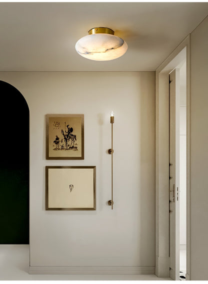 Lampe Plafonnier Oval en Albâtre – Éclairage LED Élégant en Métal et Albâtre