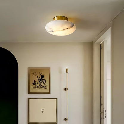Lampe Plafonnier Oval en Albâtre – Éclairage LED Élégant en Métal et Albâtre