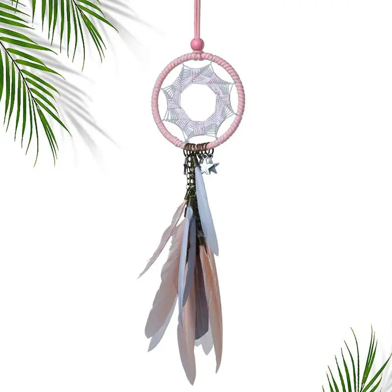 Attrape rêves Rose Plumes Pastel