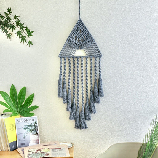 Attrape rêves Triangle Macramé Gris