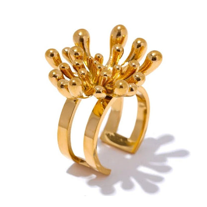 Bague Acier Inoxydable Anémone