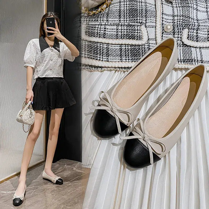Ballerine a talon beige