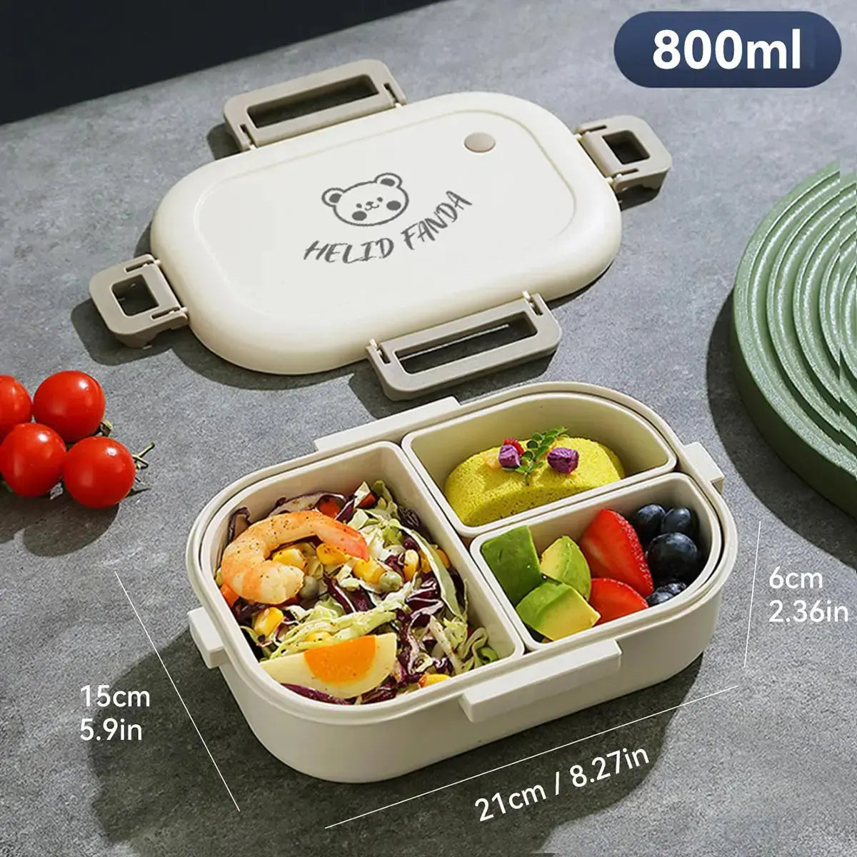 Bento Food Box 3 Compartiments 800ml