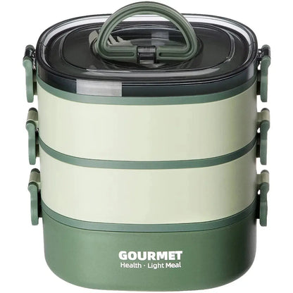 Bento Lunch Box 3 Couches Vert 2000ML (GOURMET)