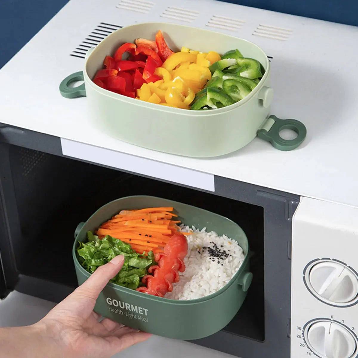 Bento Lunch Box 3 Couches Vert 2000ML (GOURMET)