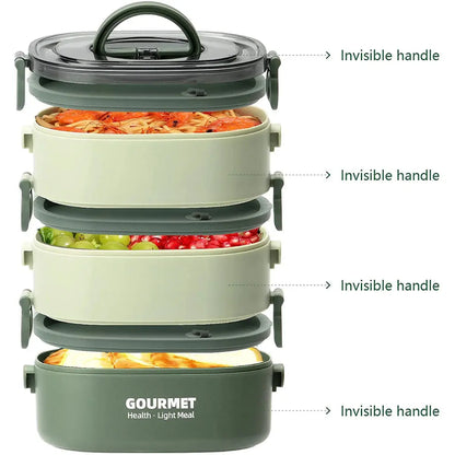 Bento Lunch Box 3 Couches Vert 2000ML (GOURMET)