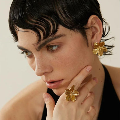 Boucle d Oreille Acier Inoxydable Pensee