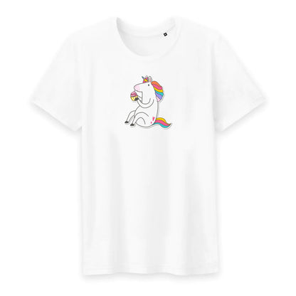 T shirt homme col rond Licorne s'assoit