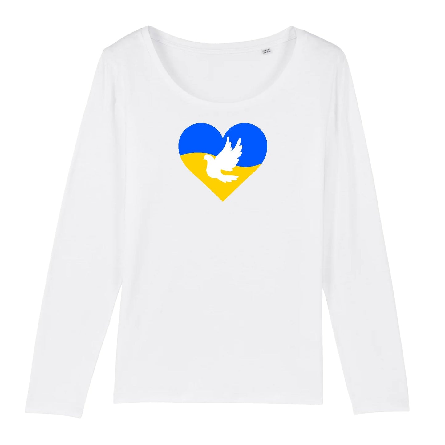 T shirt Manches longues Femme Ukraine Coeur Colombe