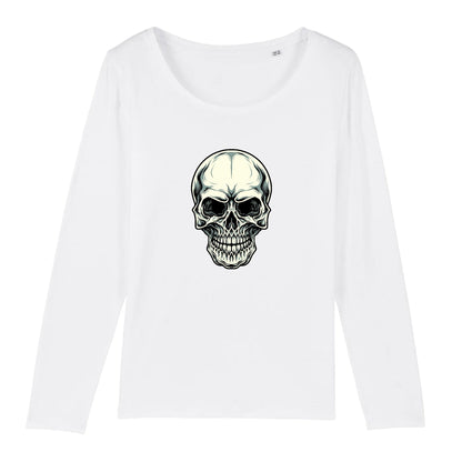 T shirt Manches longues Femme Tête de Mort horreur