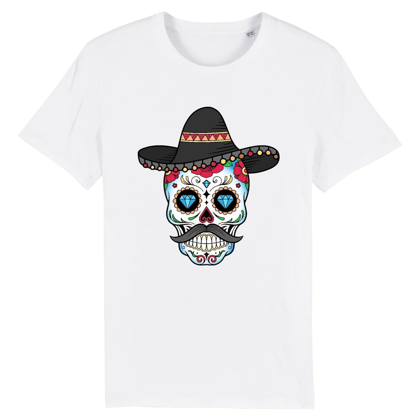 T shirt tete de mort mexicaine cow-boy