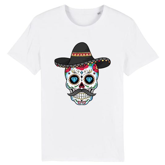 T shirt tete de mort mexicaine cow-boy
