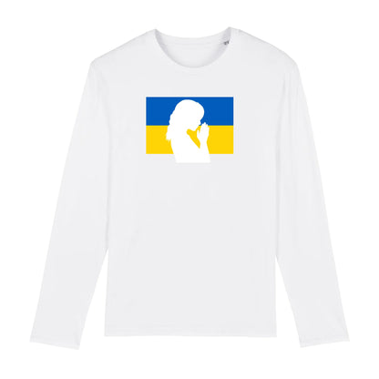 T shirt Manches longues Homme Ukraine Silhouette de Femme en Prière