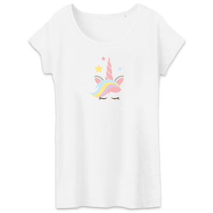 T shirt Femme Licorne avec corne rose