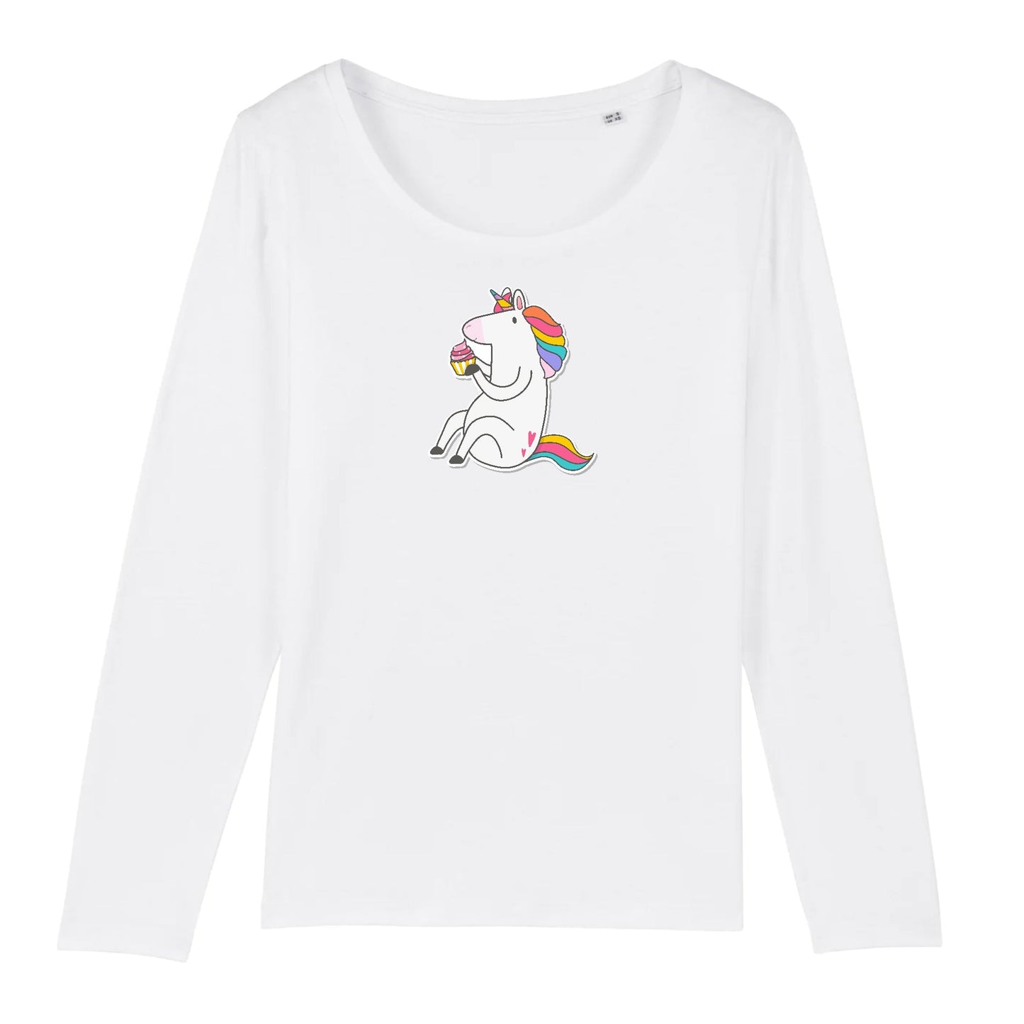 T shirt Manches longues Femme Licorne s'assoit