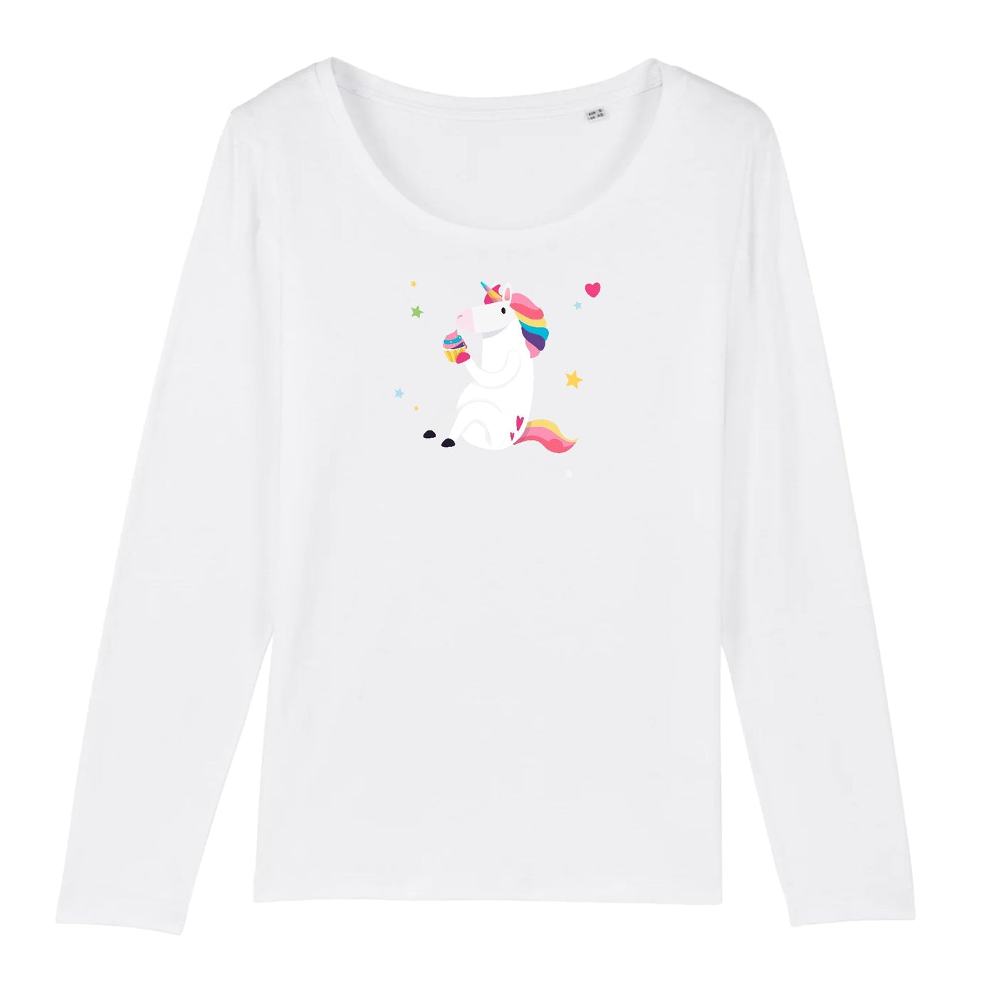 T shirt Manches longues femme Licorne avec cupcake