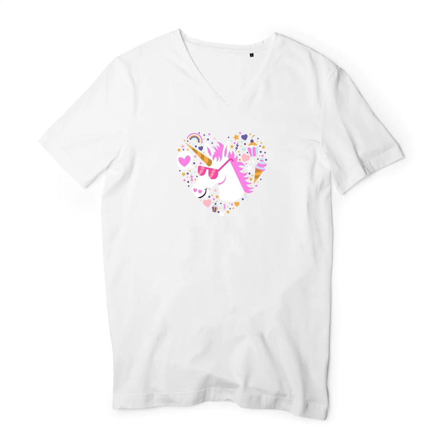 T shirt homme col V Licorne avec lunettes