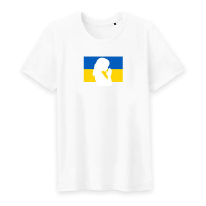 T shirt homme col rond Ukraine Silhouette de Femme en Prière