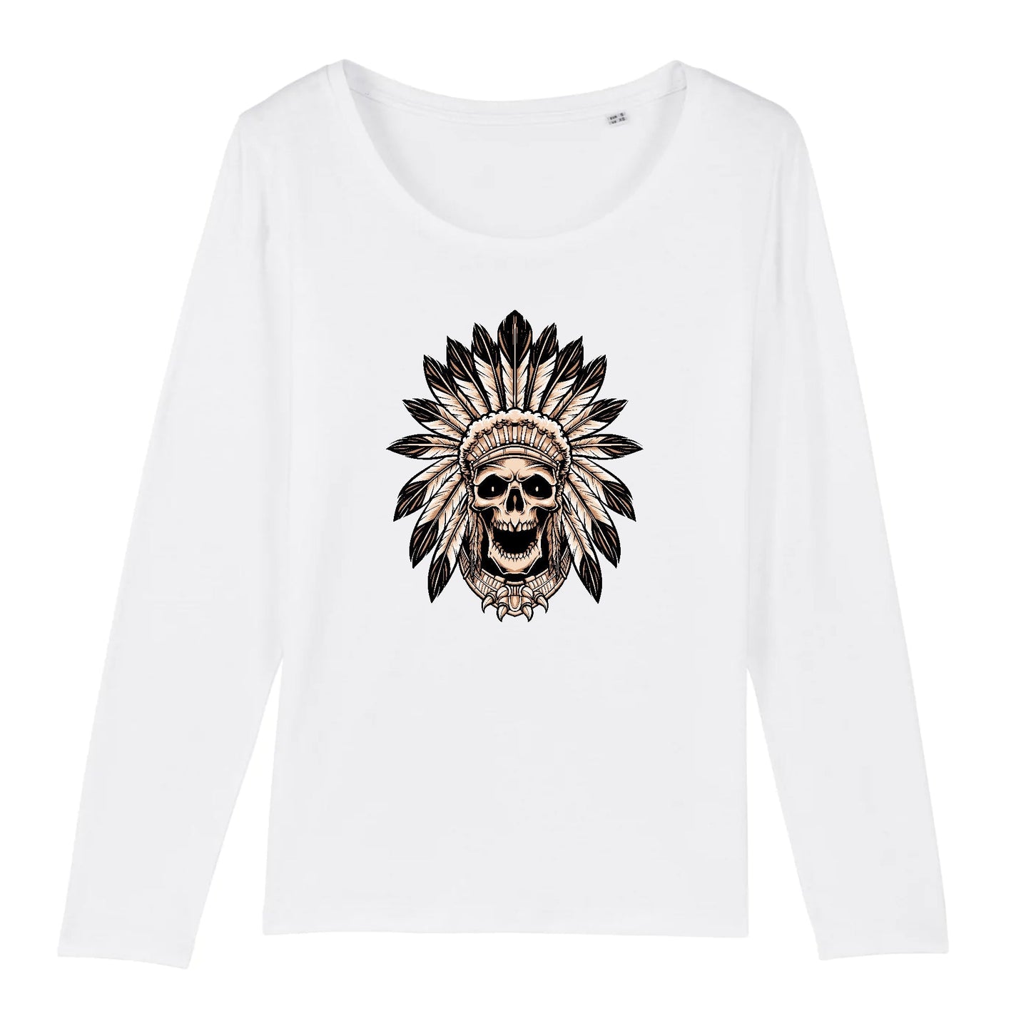 T shirt Manches longues Femme Tête de Mort indienne