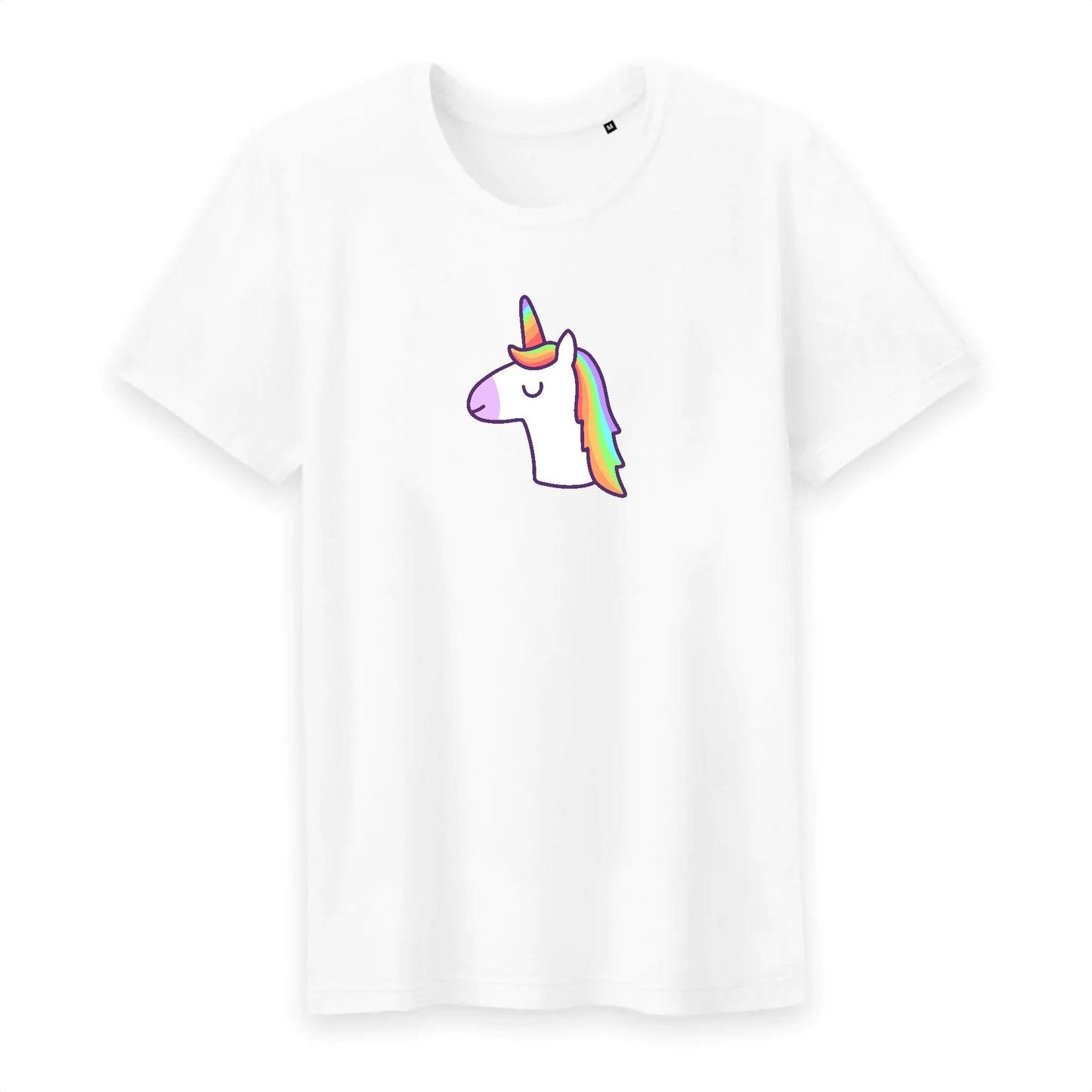 T shirt homme col rond Licorne avec les yeux fermés