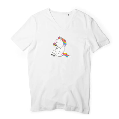 T shirt homme col V Licorne s'assoit