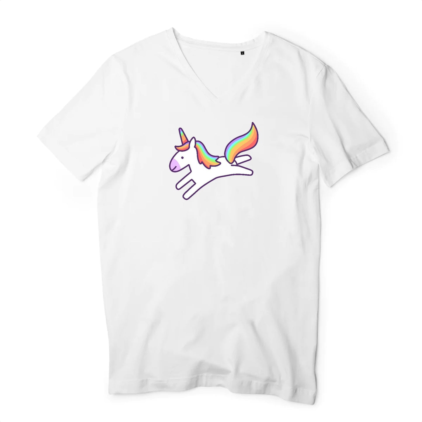 T shirt homme col V Licorne saute