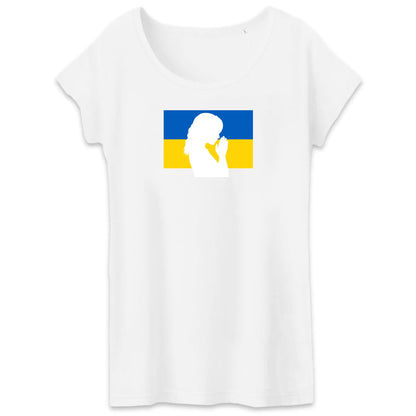 T shirt Femme Ukraine Silhouette de Femme en Prière