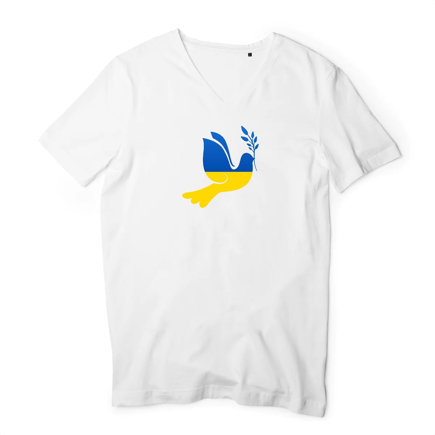 T shirt homme col V Ukraine Colombe de la Paix