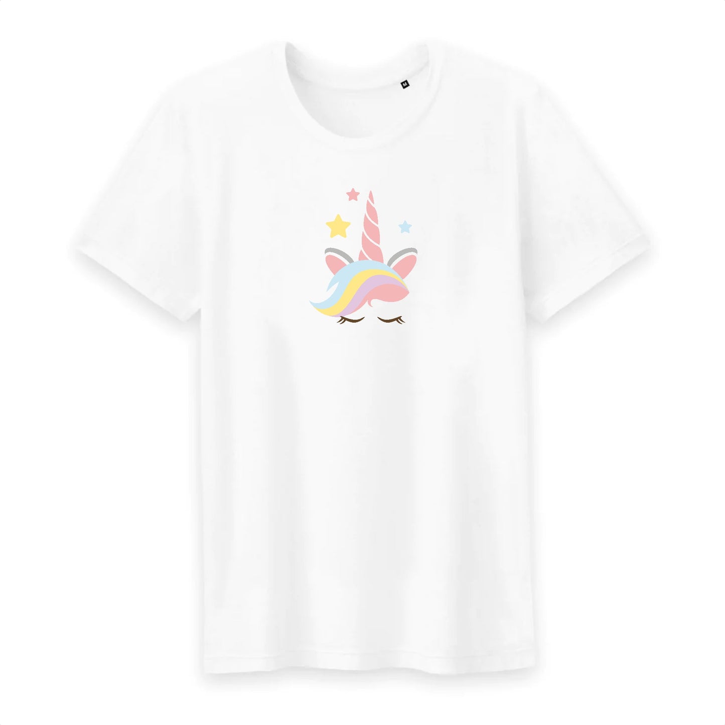 T shirt homme col rond Licorne avec corne rose