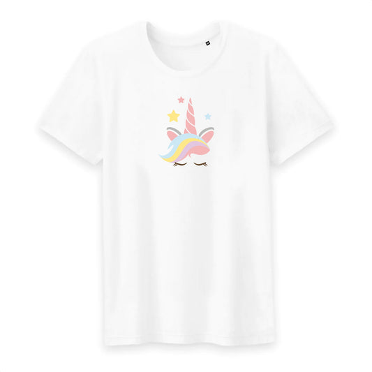 T shirt homme col rond Licorne avec corne rose
