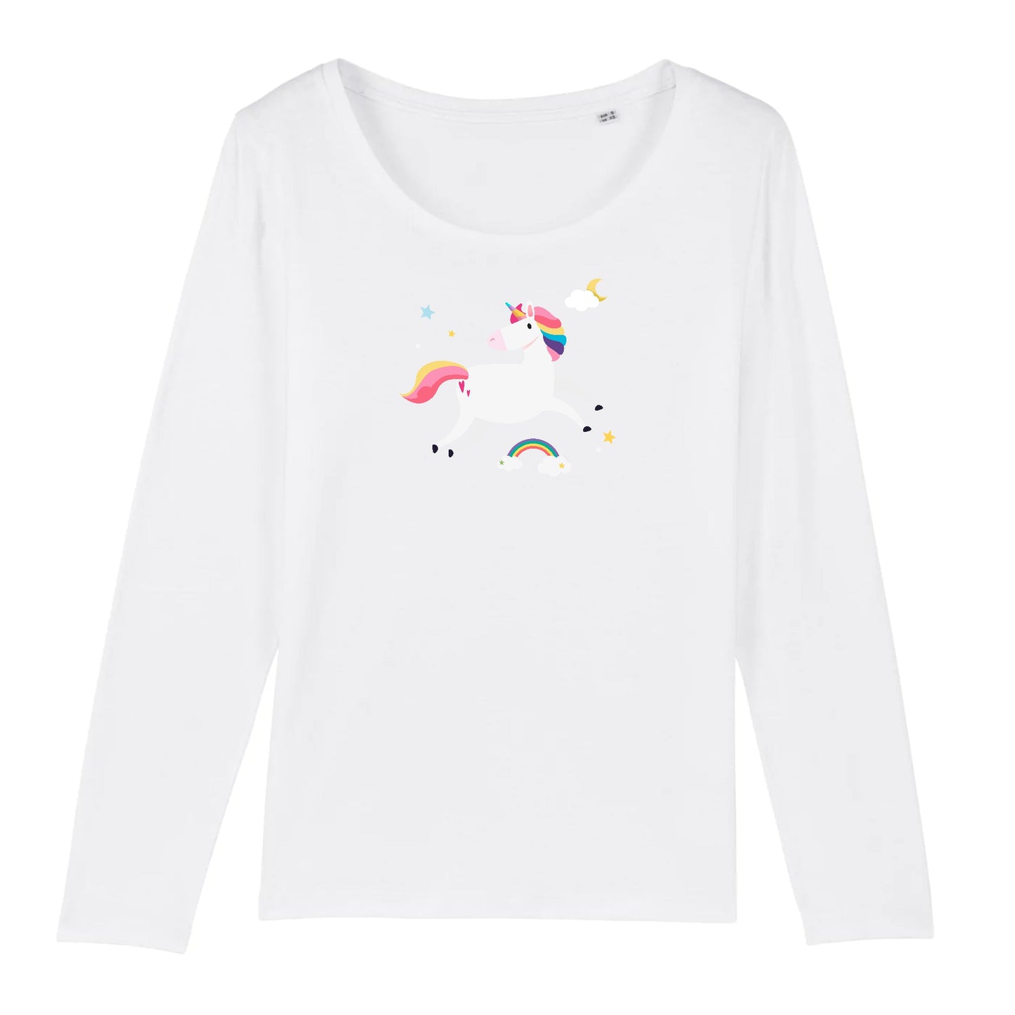 T shirt Manches longues Femme Licorne sur les Nuages