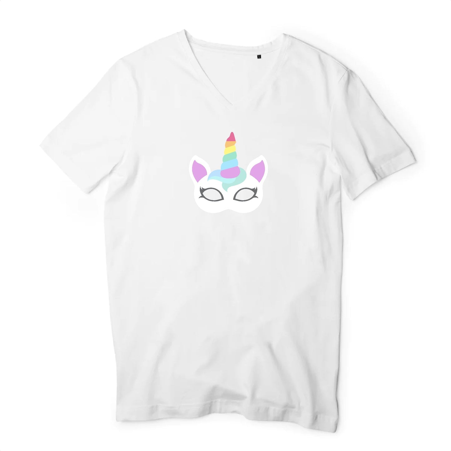 T shirt homme col V Licorne masque