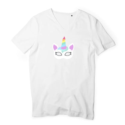 T shirt homme col V Licorne masque