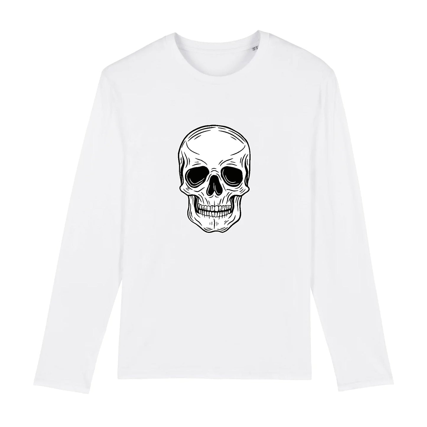 T shirt Manches longues Homme Tête de Mort Blanche