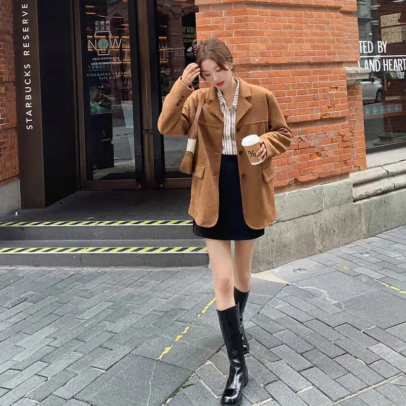 Blazer daim femme