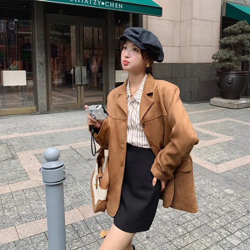 Blazer daim femme-Old Money