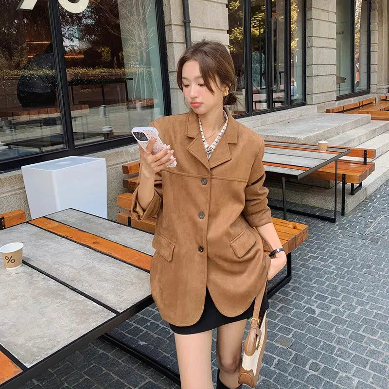 Blazer daim femme
