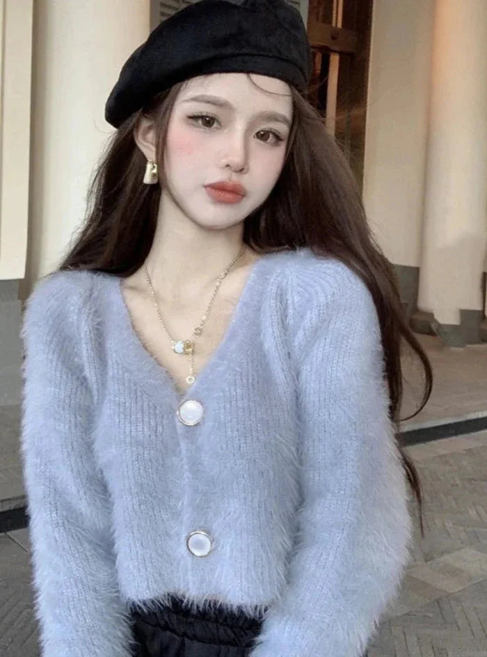 Blue mohair cardigan