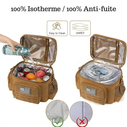 Boîte Repas Isotherme Tactique Militaire Homme 13L (Kaki)