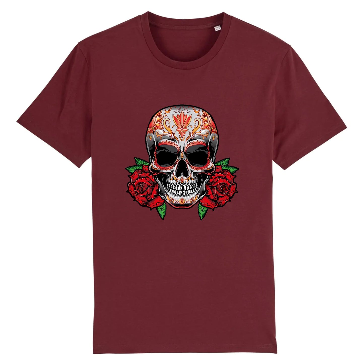 T shirt tete de mort mexicaine Rose Flamme
