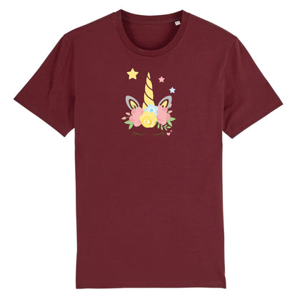 T shirt Unisex Licorne couronne fleurs