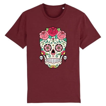 T shirt tete de mort mexicaine rose