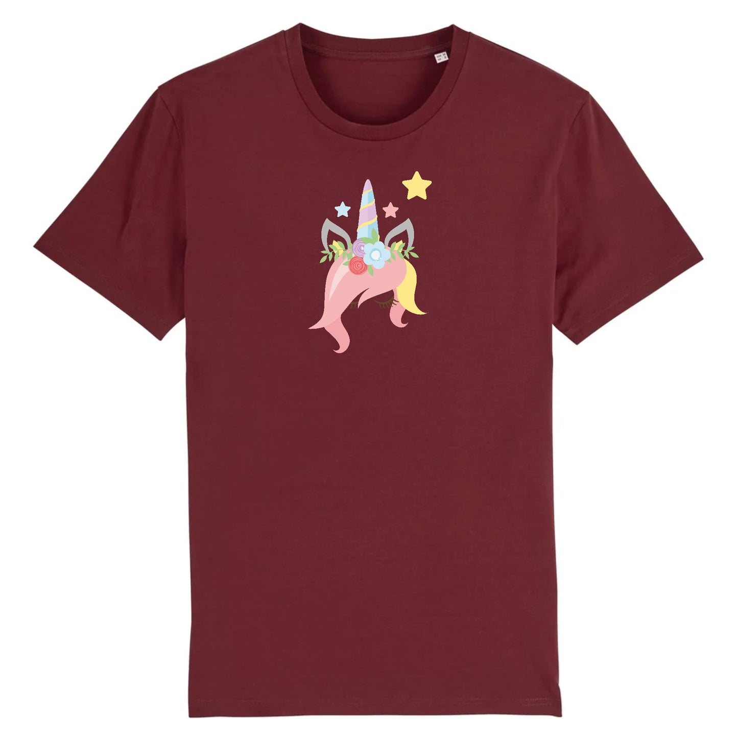 T shirt Unisex Licorne avec des fleurs sur la tête