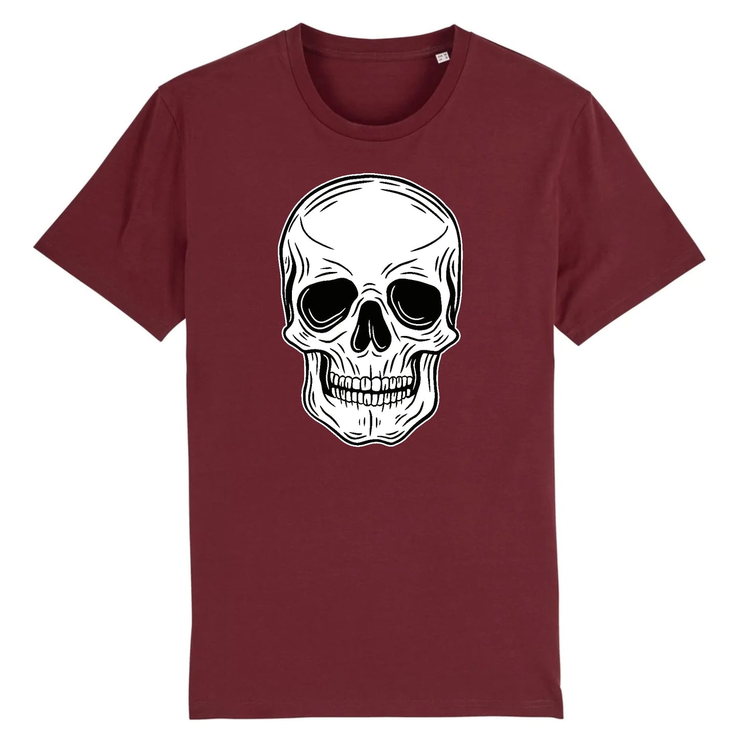 T shirt tête de mort blanche