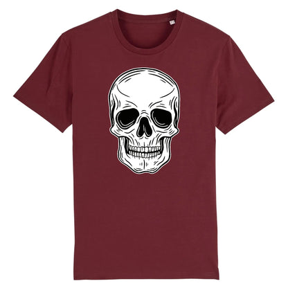 T shirt tête de mort blanche