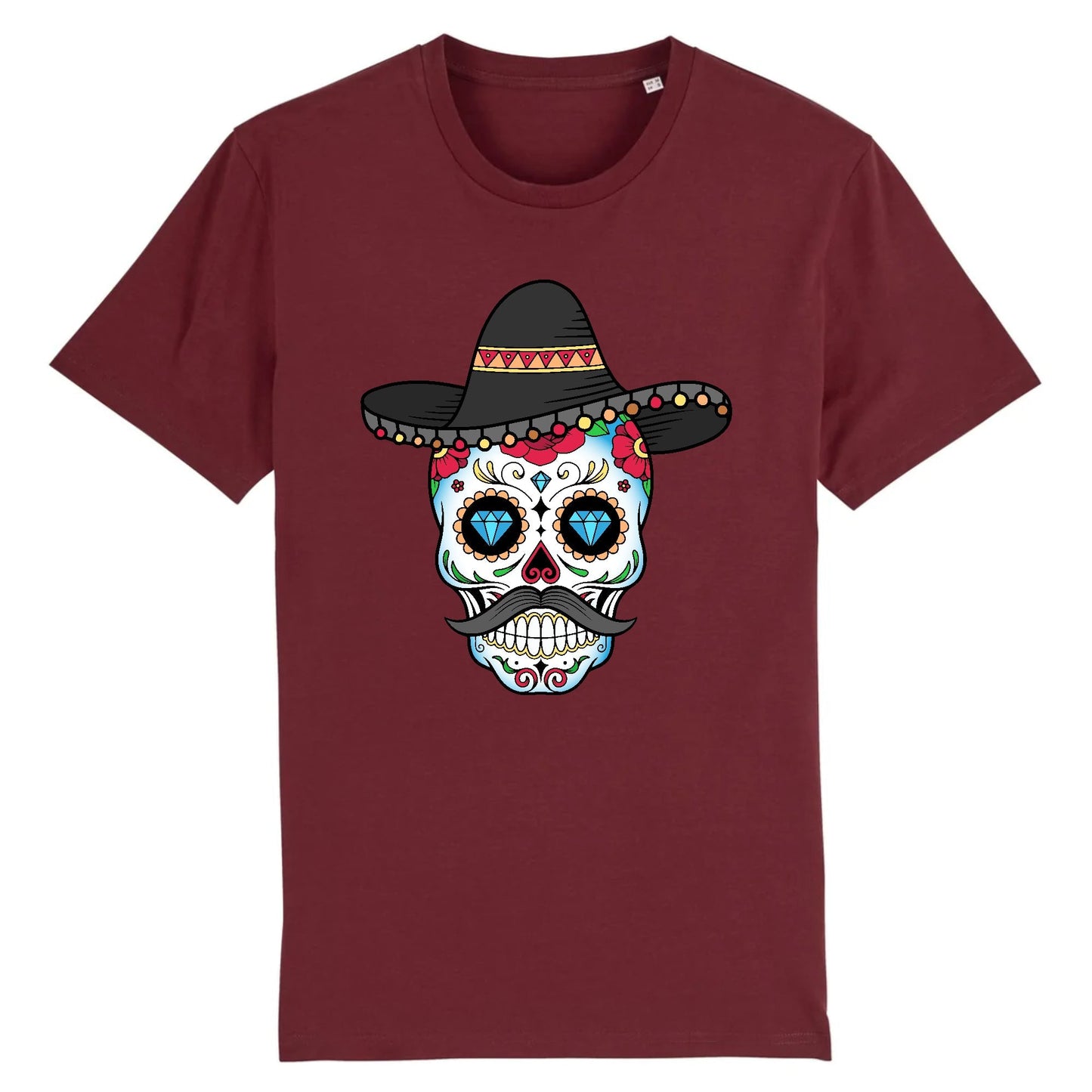 T shirt tete de mort mexicaine cow-boy