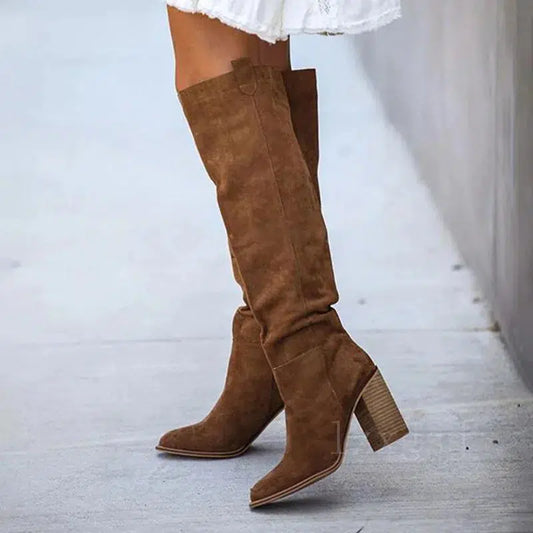 Bottes hautes daim camel