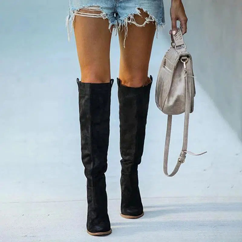 Bottes hautes daim camel-Old Money