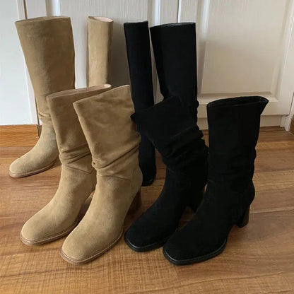 Bottes hautes en daim